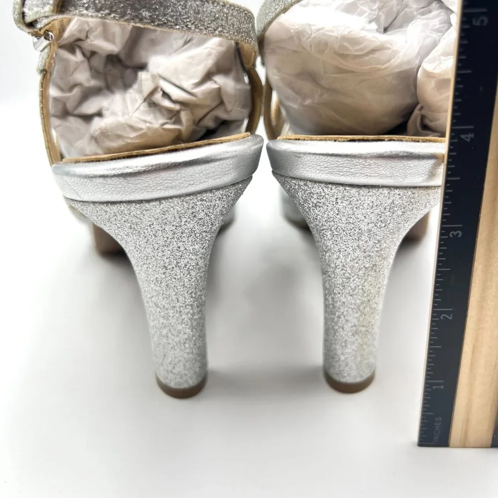 Naturalizer‎ Womens Size 10 10M Baylor Silver Strappy Dress Sandals Heels Shoes